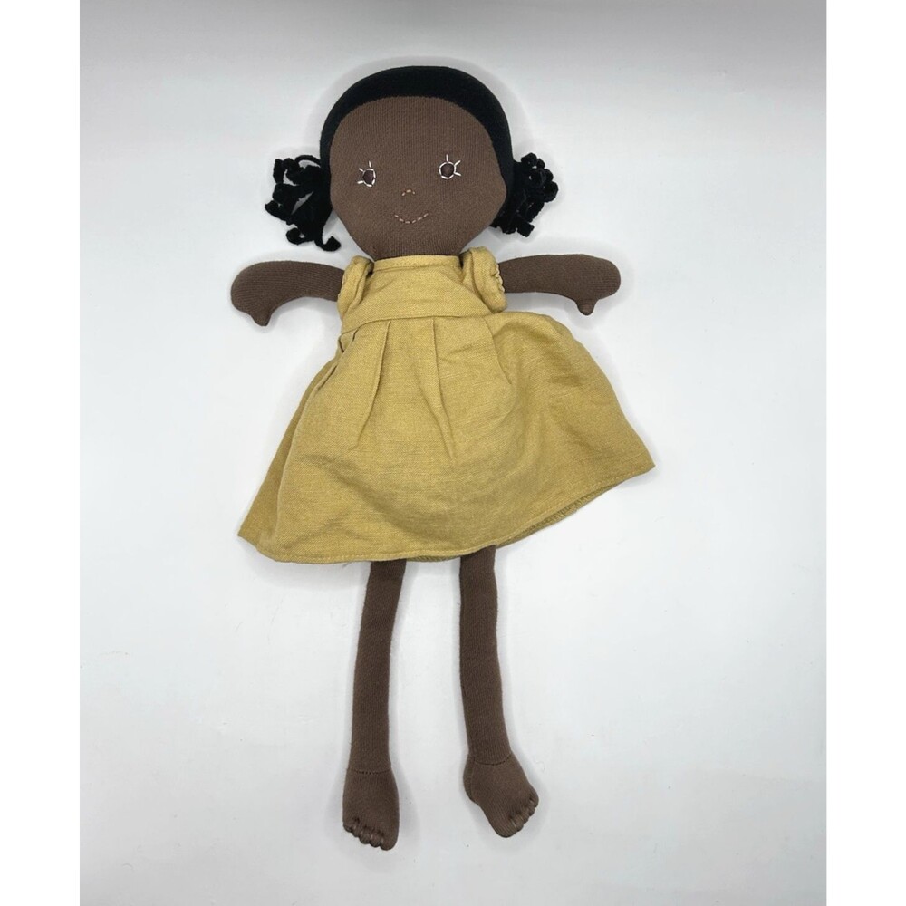 Hazel Village Ada Doll Plush with Linen Dress Organic Cotton Toy Montessori 13"